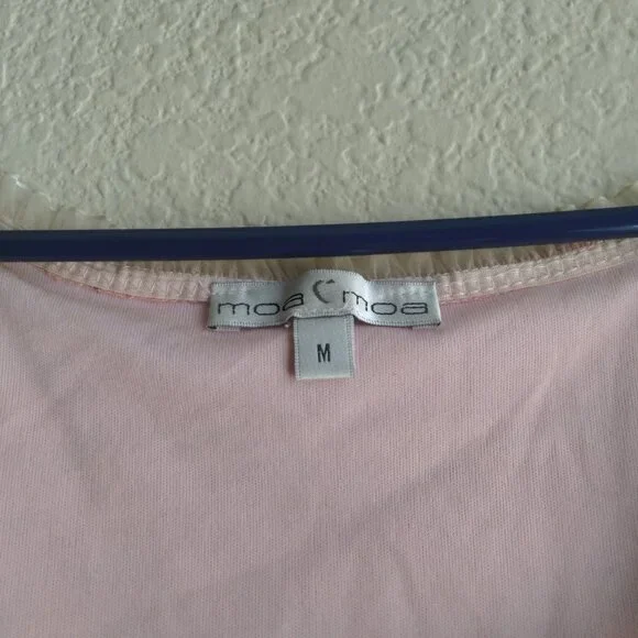 Vintage Y2K Moa Moa Pink Floral Tank Top with Ruffle Trim - Picture 3 of 4